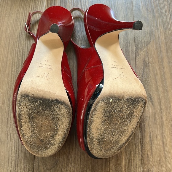 Giuseppe Zanotti Vintage Patent Red Platform Slingbacks High Heels - Picture 4 of 9